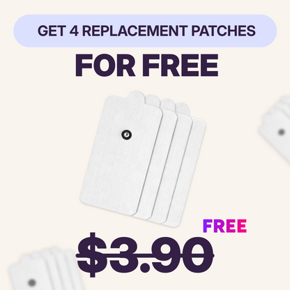 Promotional offer for 4 free replacement electrode patches with the period cramp simulator
